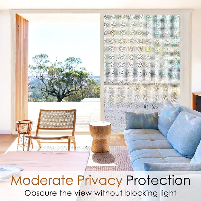 Decorative Stained Glass Window Film - Mosaic Design - Removable Vinyl - Rainbow Tint