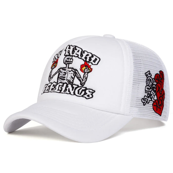 Flame Skull Embroidered Baseball Cap Adjustable Sun Hat