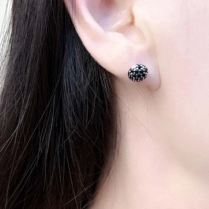 925 Sterling Silver Black Pave Stud Earrings