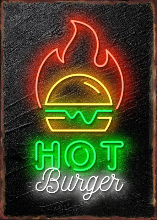 Retro Neon Food Sign Fast Food French Chips Fine Wine Coffee Shop Art