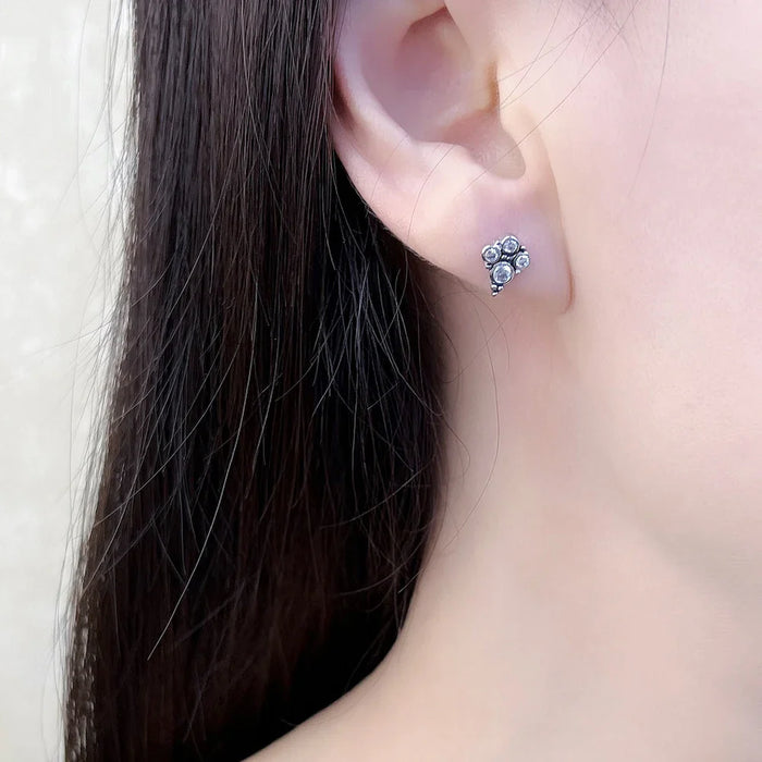 925 Sterling Silver Colourful Stones Stud Earrings