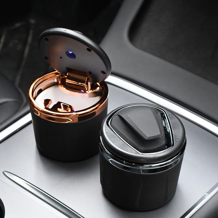 Led Car Ashtray With Cover Universal Auto Coin Storage Cup