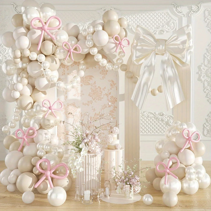 184Pcs Pearl White Balloon Garland Arch Set Suitable For Wedding Bride Birthday Engagement Bachelorette Party Decoration