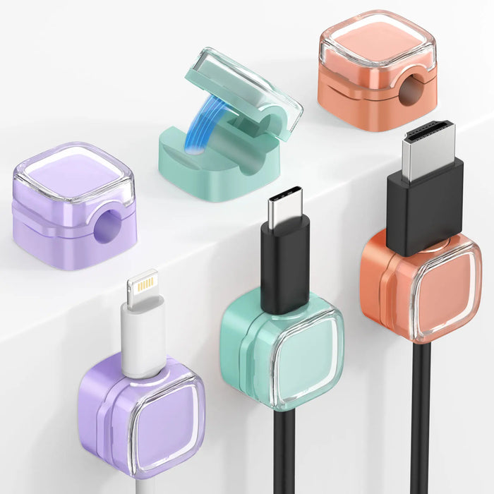 6 Pack Magnetic Cable Clips Under Desk Cable Management Adhesive Magnetic Cord Holder Magnetic Cord Organizer Wire Holder