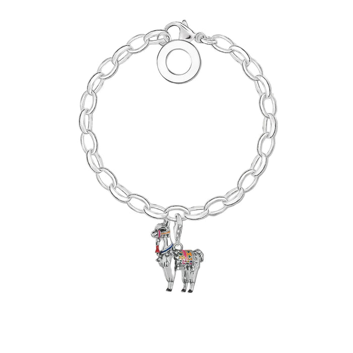 925 Sterling Silver Alpaca Llama Charm Bracelet Lucky Link Chain Jewelry For Women