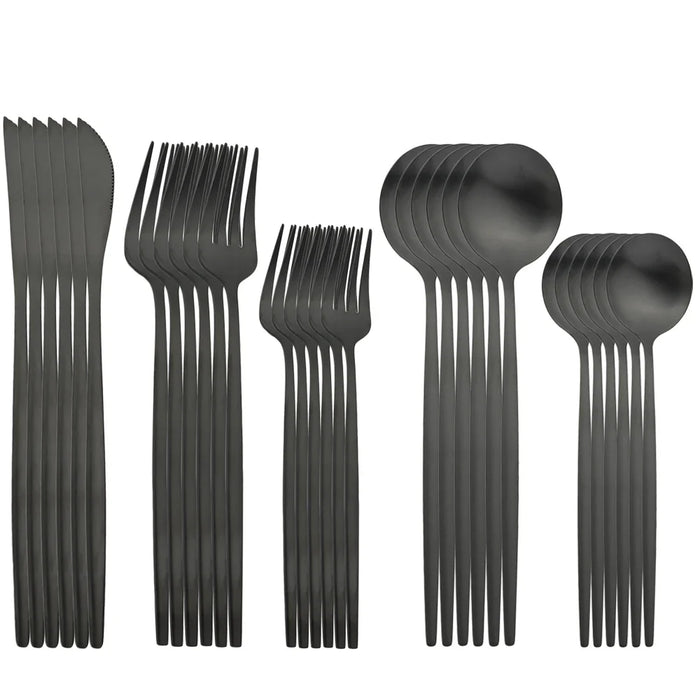30 Piece Stainless Steel Flatware Set For Western Dining Gold Matte Finish