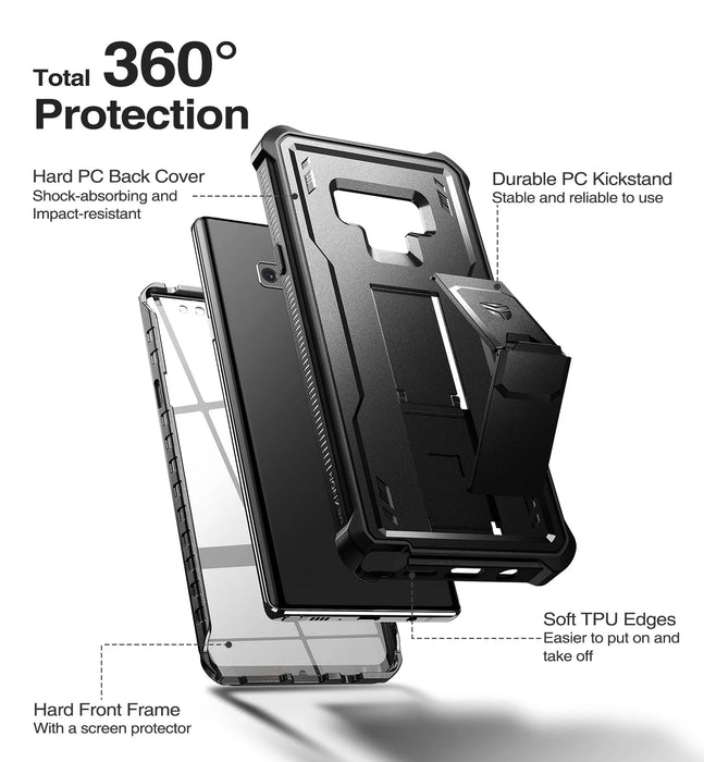 For Samsung Galaxy Note 9 Full Body Bumper Military Grade Armor Shockproof Shell Case Holder With Built In Screen Protector