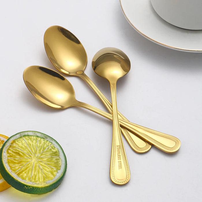 4 / 8 / 12 Piece Light Gold Stainless Steel Dessert / Coffee Spoons For Home / Hotel / Restaurant
