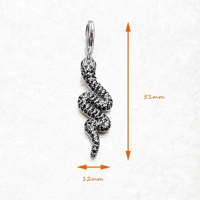 925 Sterling Silver Black Snake Pendant Trendy Gift For Women & Men