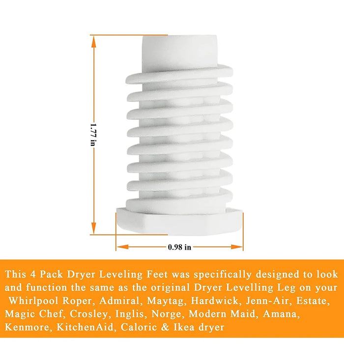 4 Pieces 49621 Ps1609293 Dryer Leveling Leg Feet W10823505 Ap4295805 Ps1609293 Eap1609293 Compatible With Whirl-Pool Dryer Legs