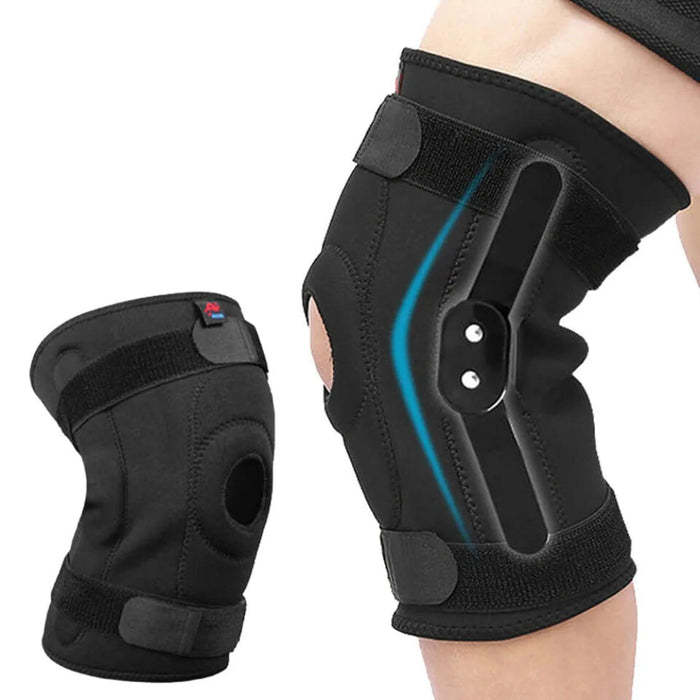 Sports Knee Support Brace With Metal Plate Black