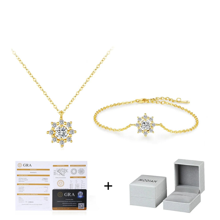 925 Sterling Silver Snowflake Pendant Necklace & Bracelet Set
