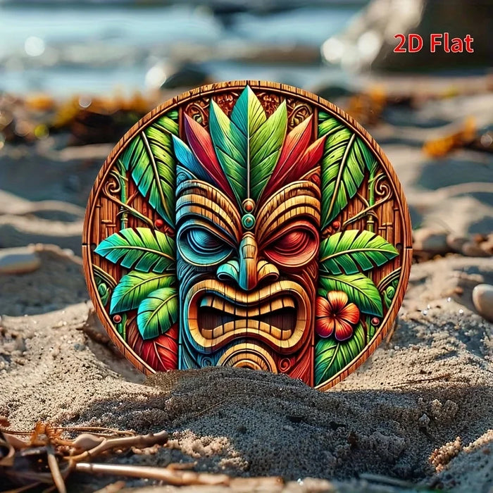 Vivid Aluminum Tiki Mask Sign Ideal For Porch Living Room & Garden
