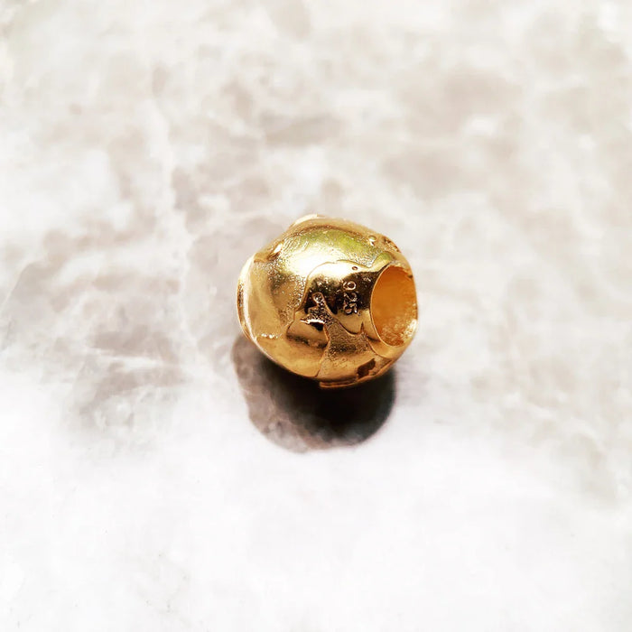925 Sterling Silver Gold Planet Bead Vintage Charm