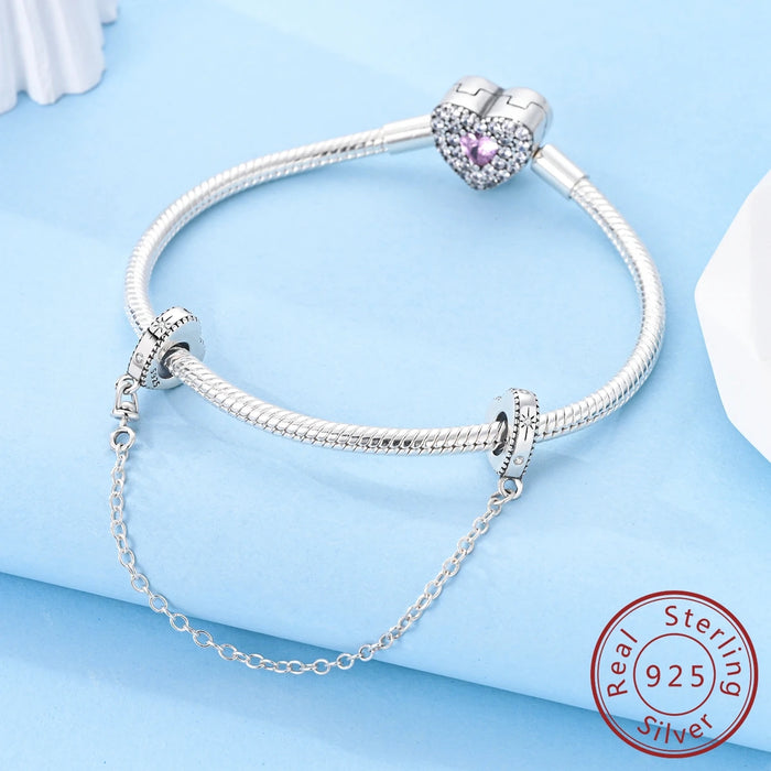 925 Sterling Silver Star Moon Safety Chain Fits Bracelet / Necklace Diy Gift For Women