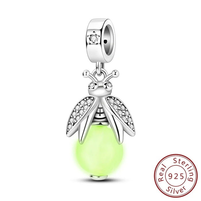 925 Sterling Silver Starry Night Firefly Charm Pendant Fits Bracelets Diy Jewelry For Women