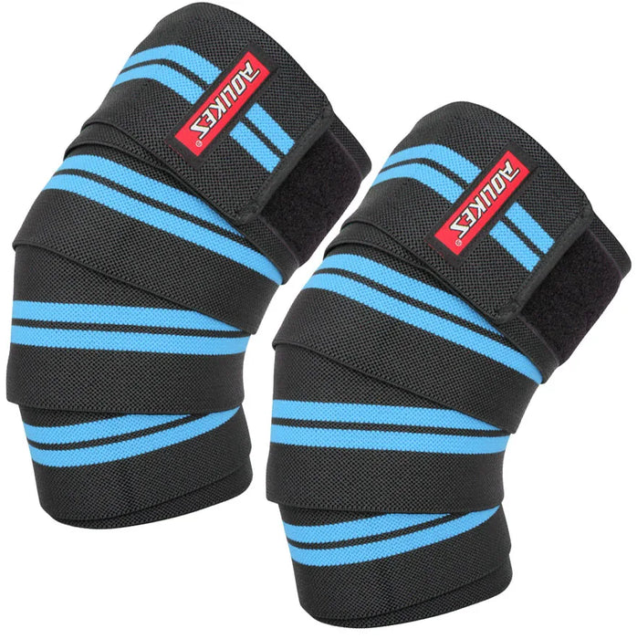Pair of Powerlifting Knee Wraps With Strap Squat Weightlifting Leg Press Cross Training
