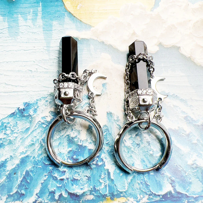 925 Sterling Silver Vintage Moon Onyx Hexagon Hoop Earrings Real