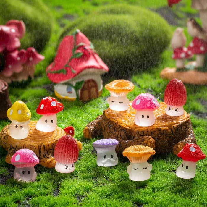 24Pc Luminous Mini Mushrooms For Fairy Garden Decor