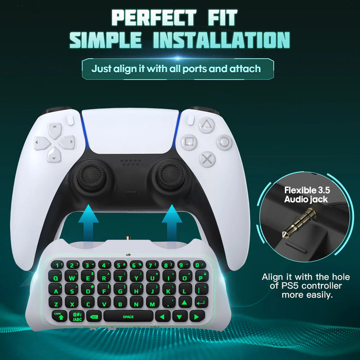 For Playstation 5 Controller Mini Game Keyboard With Green Backlight