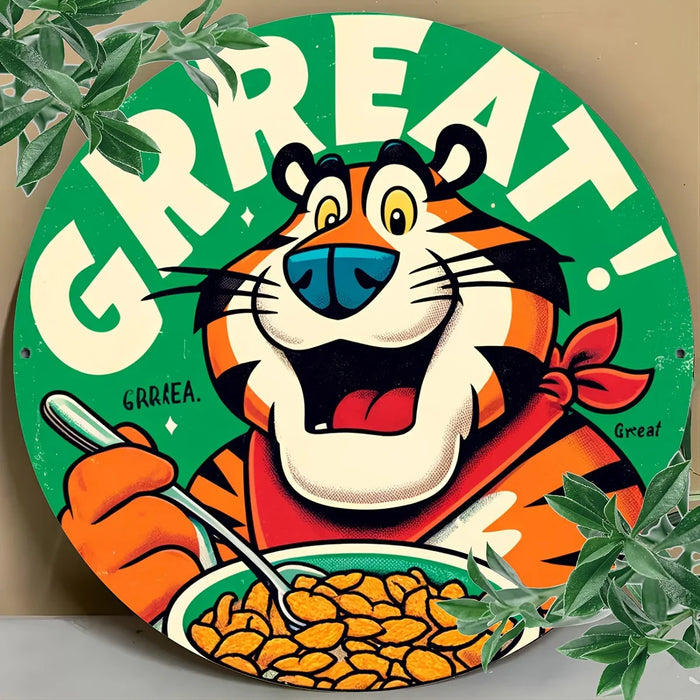 Retro Tiger Aluminum Wall Art Fun Kitchen Decor