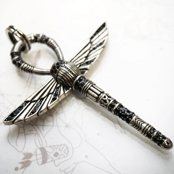 925 Sterling Silver Ankh Cross Pendant With Scarab Ethnic Jewelry For Men & Women