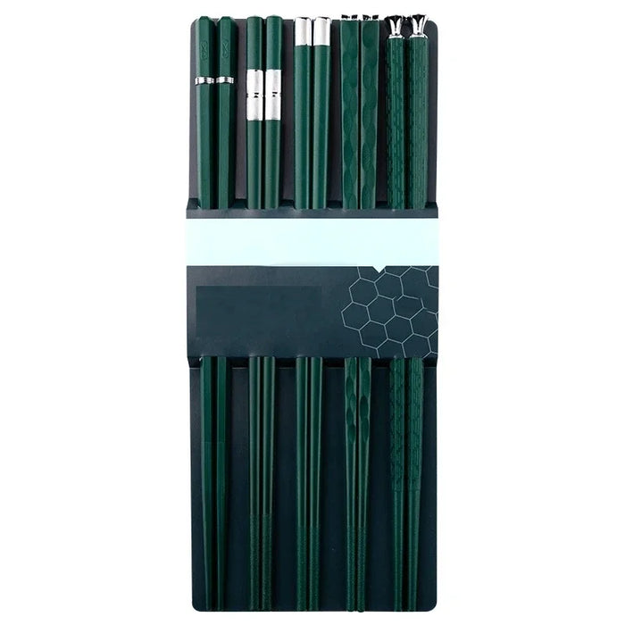 5 Pairs Stainless Steel Asian Chopsticks Set