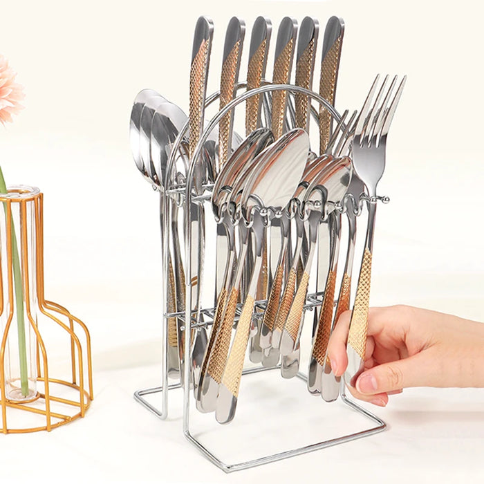 24 Piece Stainless Steel Tableware Set With Star Design