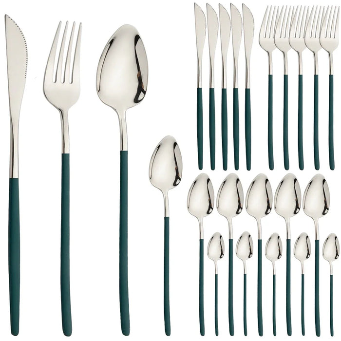 24 Piece Stainless Steel Cutlery Set For Kitchen Dining