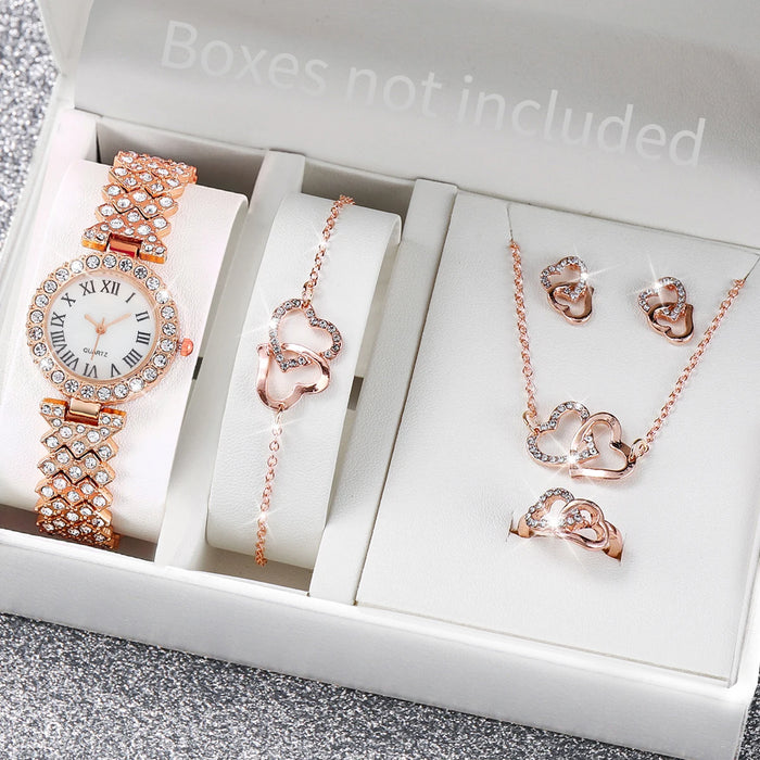 6 Piece Diamond Steel Band Watch Set
