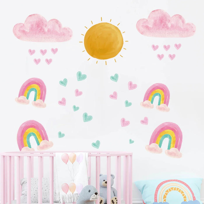 Adorable Rainbow Cloud Wall Stickers For Kids Room Decor