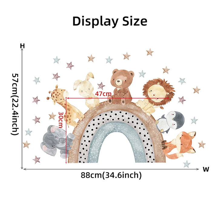 Colourful Animal Rainbow Wall Decals For Kids Room
