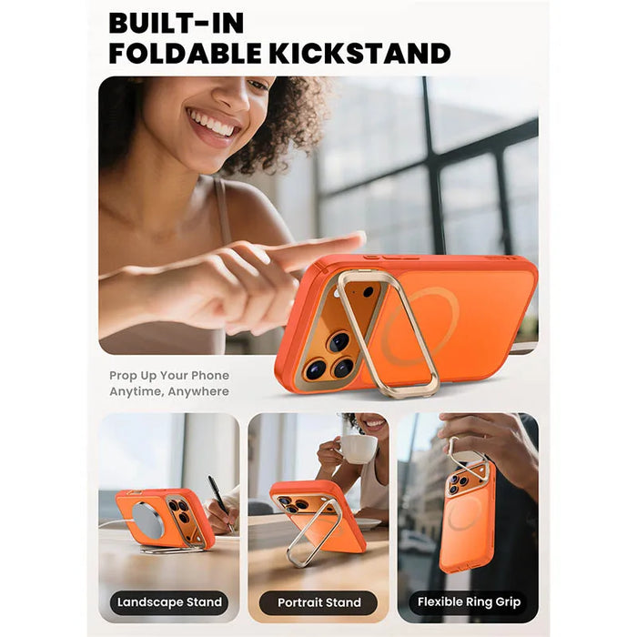 For Iphone 17 Pro 6.3 Inch 2025 Flip Full-Body Heavy Duty Magnetic Phone Case With Tempered Glass Screen Protector