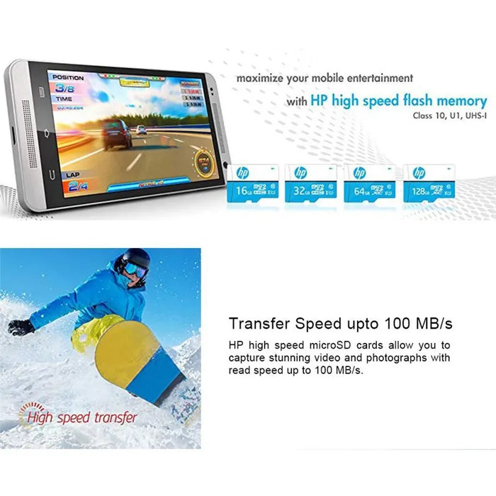 HP High Speed 32gb 256gb Micro Sd Memory Card Class 10 U1 / U3 4k Tf Mecard C10