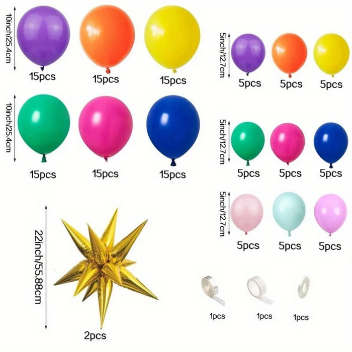 140 Pcs Blue Summer Party Balloon Kit With Aluminum Film Of Exploding Star For Birthdays Anniversaries Graduations