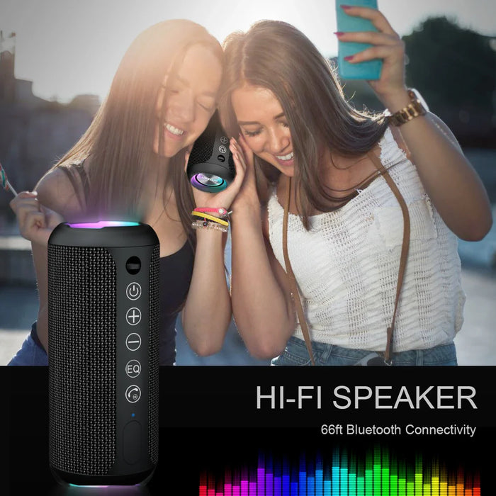 Wireless Bluetooth Speaker With Lights Hd Sound Waterproof Tws Pairing Aux / Tf Input