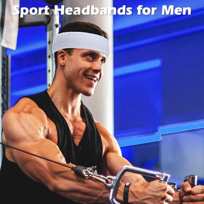 Sport Headbands For Men & Women Terry Cloth Sweat Band For Tennis Running Basketball Fitness