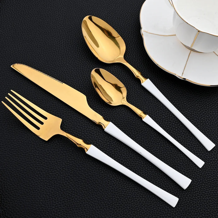 16 Piece Gold Stainless Steel Cutlery Set For Western Dining