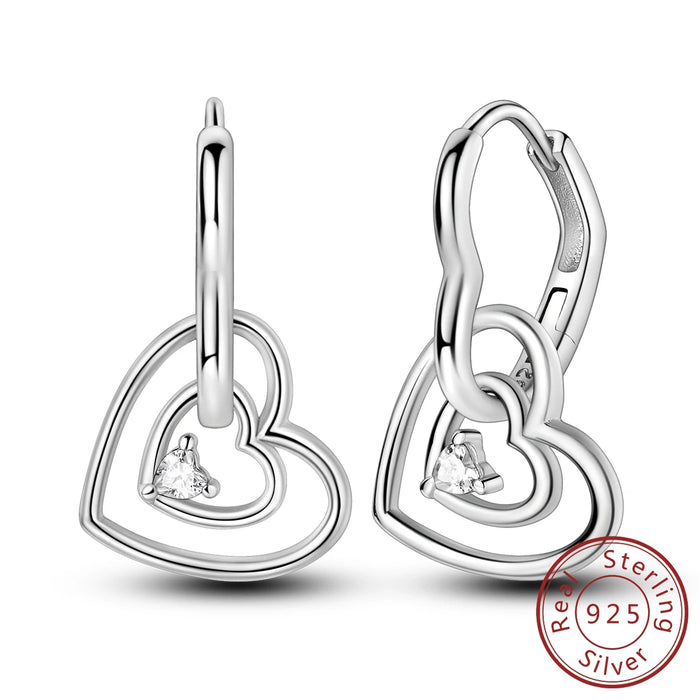 925 Sterling Silver Love Hoop Earrings For Women Simple & Stylish