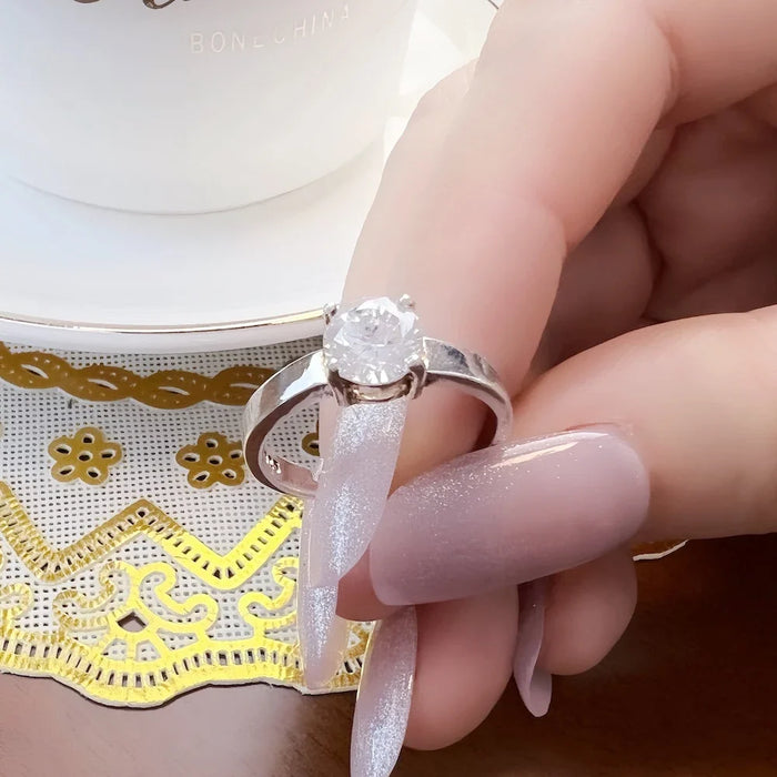 925 Sterling Silver Stunning White Zirconia Ring Europe Style Glam Jewelry For Women