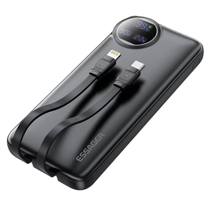 22.5W Power Bank 20000Mah With Two Built-In Cables Portable Charger For Iphone 15 Pro Max Charge 4 Devices At Once ﻿