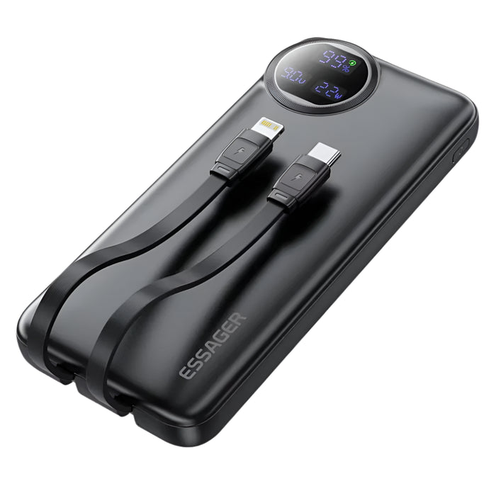 22.5W Power Bank 20000Mah With Two Built-In Cables Portable Charger For Iphone 15 Pro Max Charge 4 Devices At Once ﻿