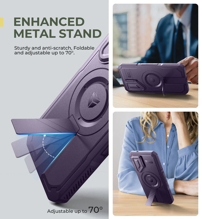 For Samsung Galaxy S25 / S25 Plus / S25 Ultra Shockproof Built-In Screen Protector Kickstand Case With Built-In Sliding Camera Case