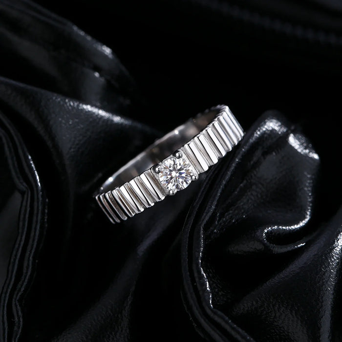 925 Sterling Silver D Colour Moissanite Ringwide Stackable Band For Women