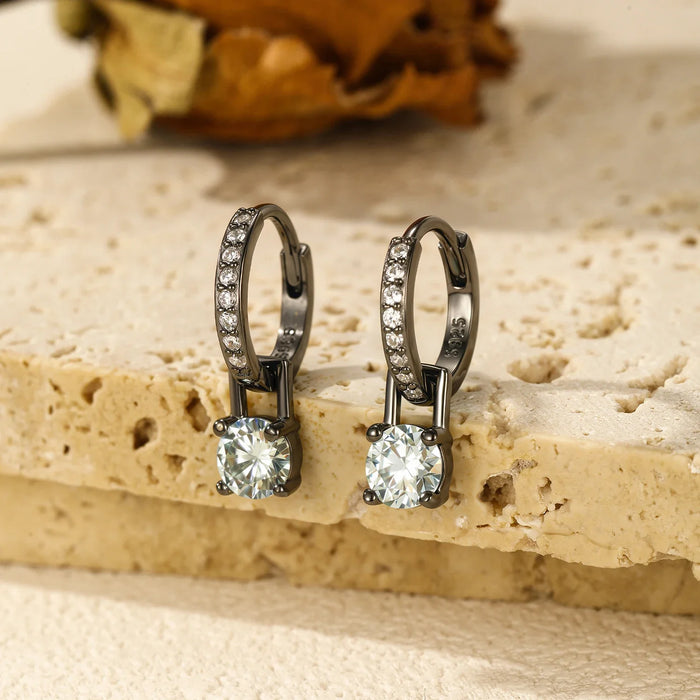 925 Sterling Silver 0.5Ct D Colour Light Green Moissanite Hoop Earrings In For Women