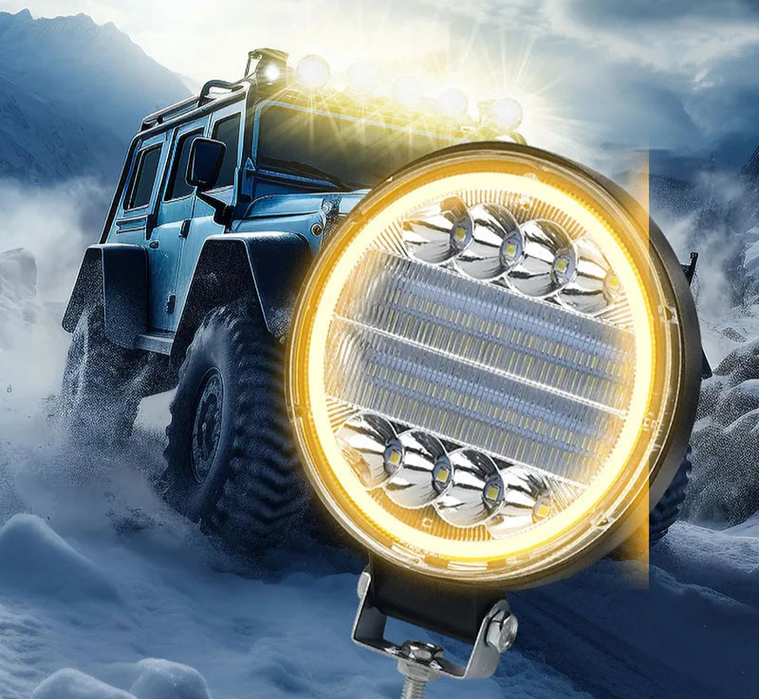 4 72W Led Work Light Combo Spot Flood 6000K Off Road Driving Amber Fog Lamp