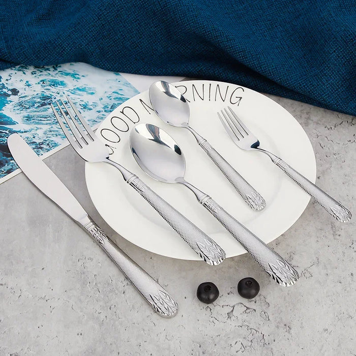 6 / 30 Piece Stainless Steel Wheat Tableware Set