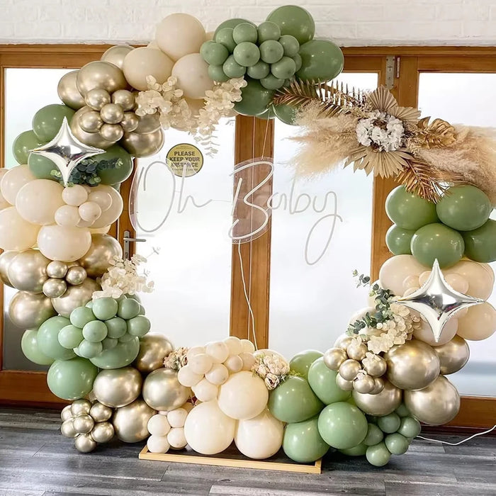 160Pcs Sage Green White Sand Gold Balloon Arch Kit Suitable For Baby Showers Birthdays Engagements Wedding Party Decorations