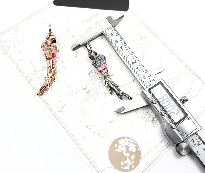 925 Sterling Silver Colourful Parrot Pendant Jungle Jewelry For Women