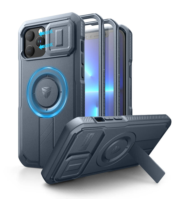 For Iphone 13 / 12 Pro Max Compatible Magsafe Case With Slide Camera Case Adjustable Kickstand Built-In Screen Protector